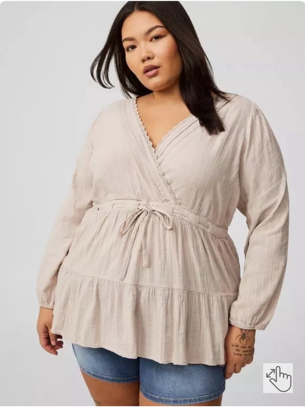Torrid Babydoll Cotton Surplice Tiered Top Size 2X Peasant Boho Cottagecore